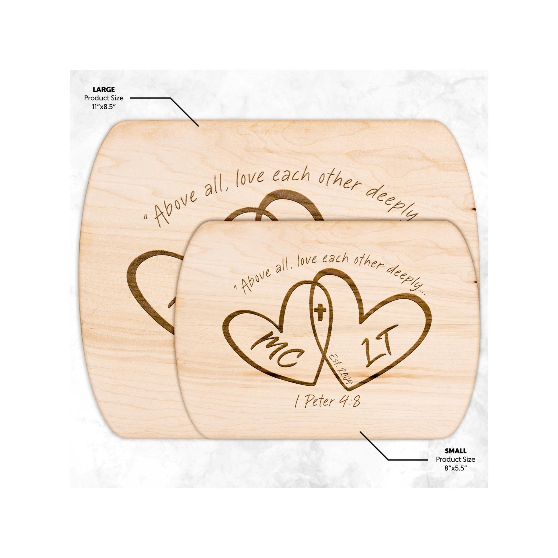 Personalized Heart Initials Cutting Board from Lewey's Merch