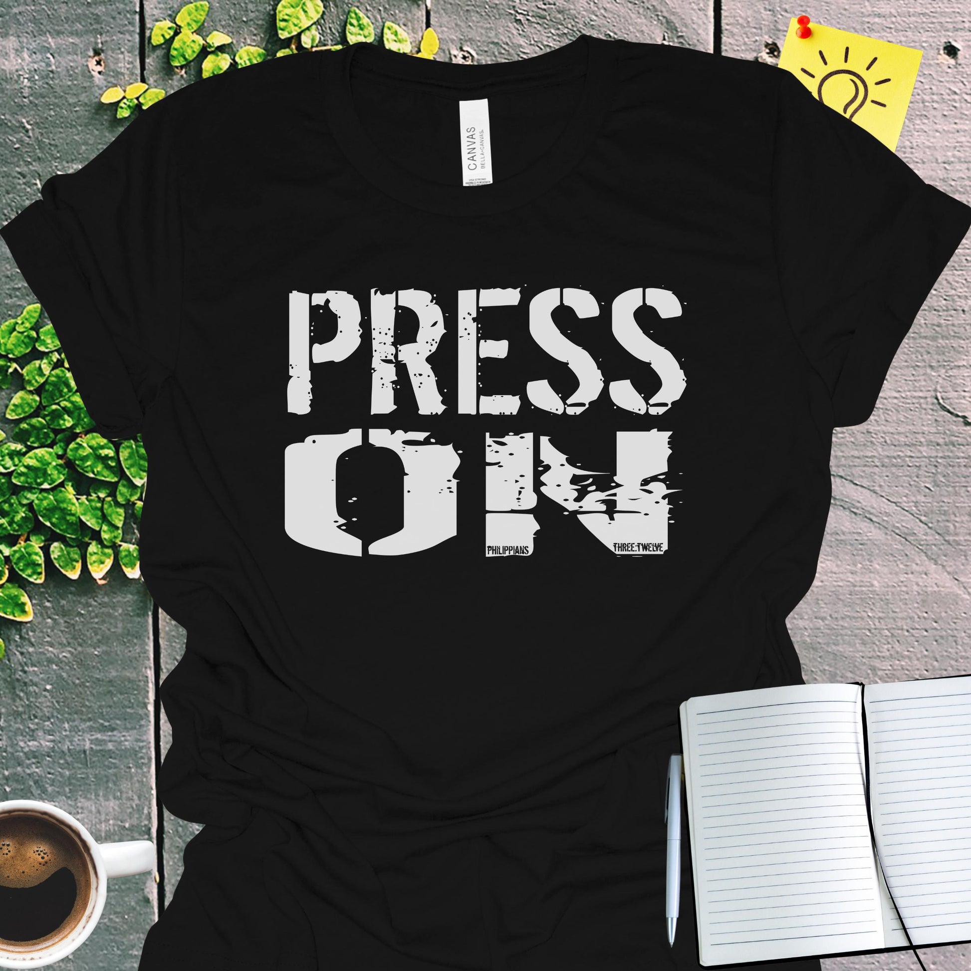 Press On Philippians 3:12 Christian T-Shirt from Lewey’s Merch