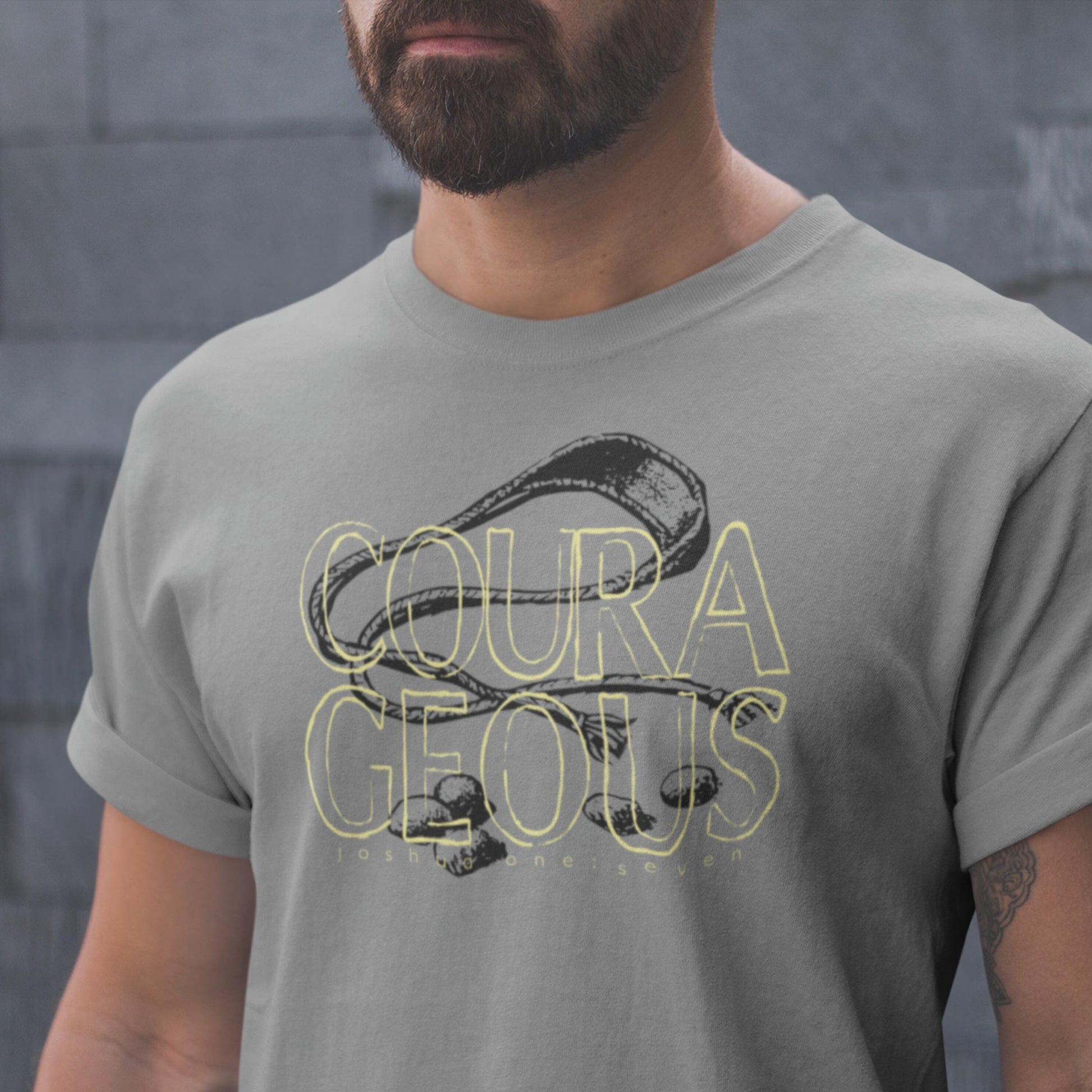 Courageous Joshua 1:9 Christian T-shirt from Lewey’s Merch