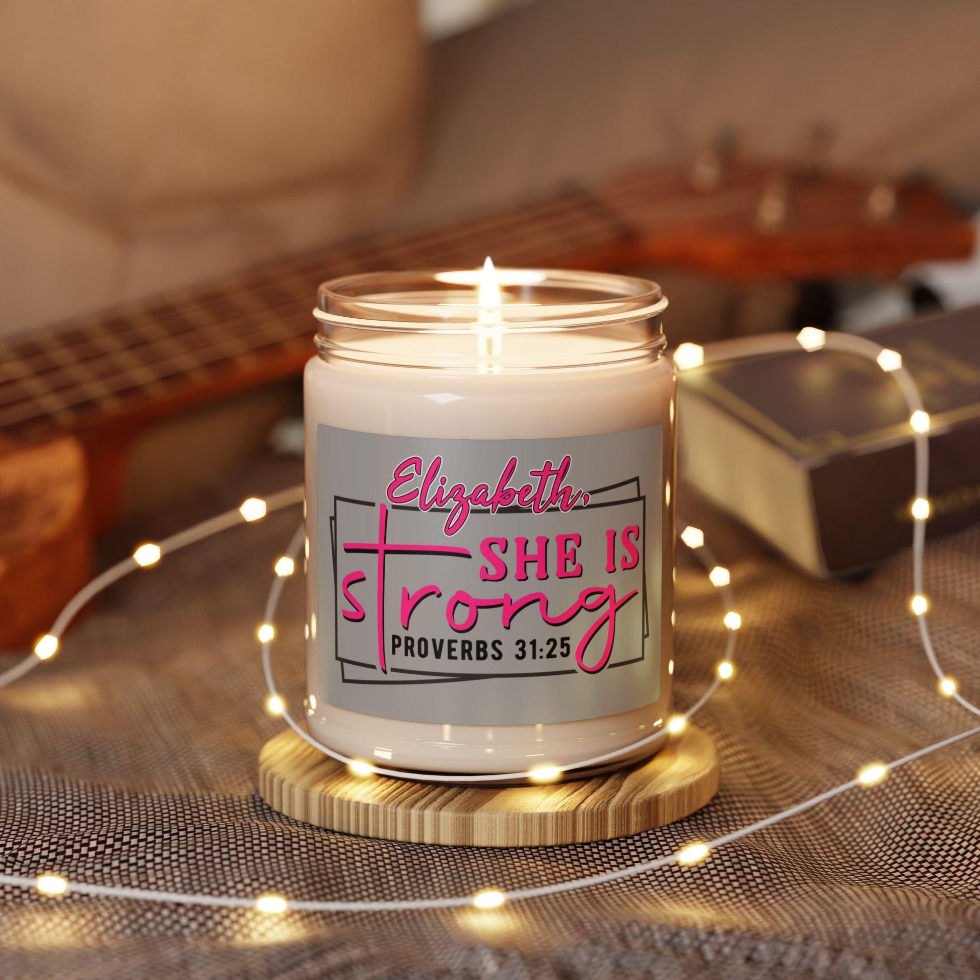 Personalized She Is Strong Soy Candle from Lewey's Merch