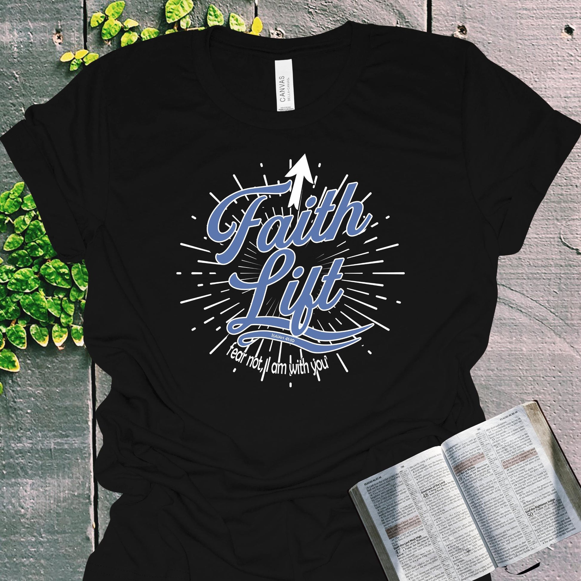 Faith Lift Isaiah 41:10 Christian T-Shirt from Lewey’s Merch