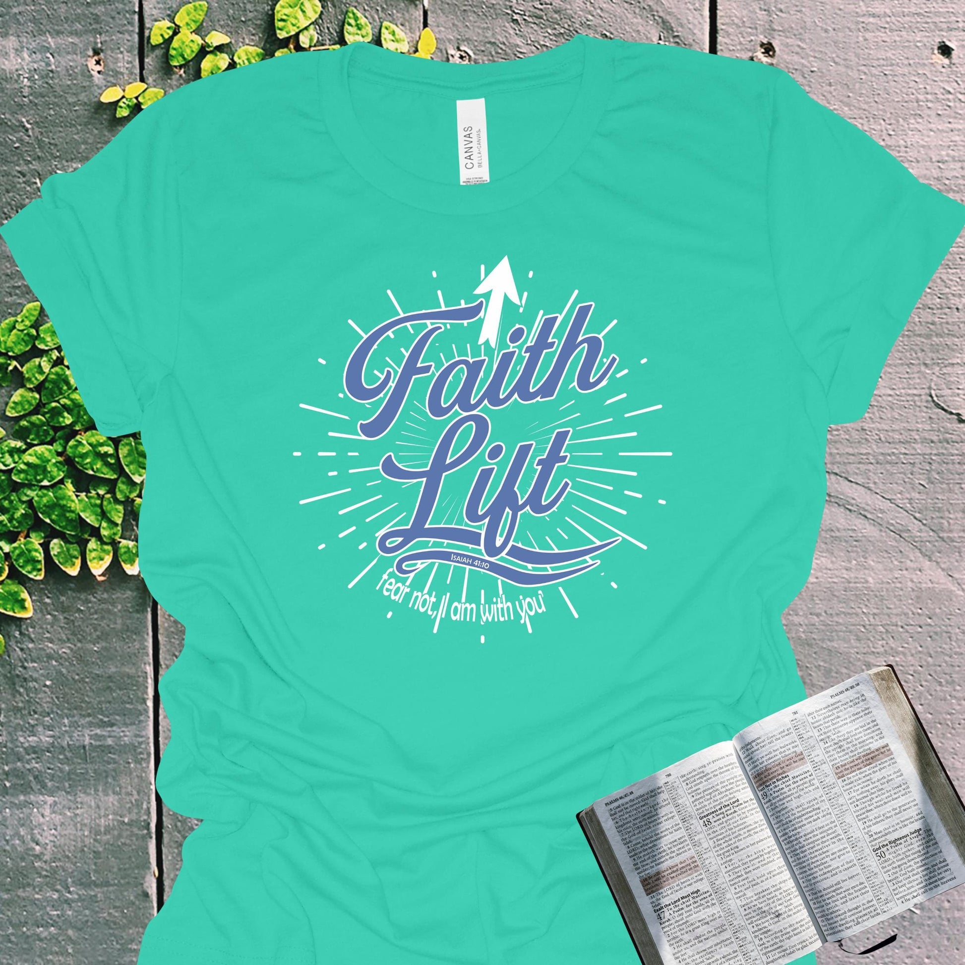 Faith Lift Isaiah 41:10 Christian T-Shirt from Lewey’s Merch