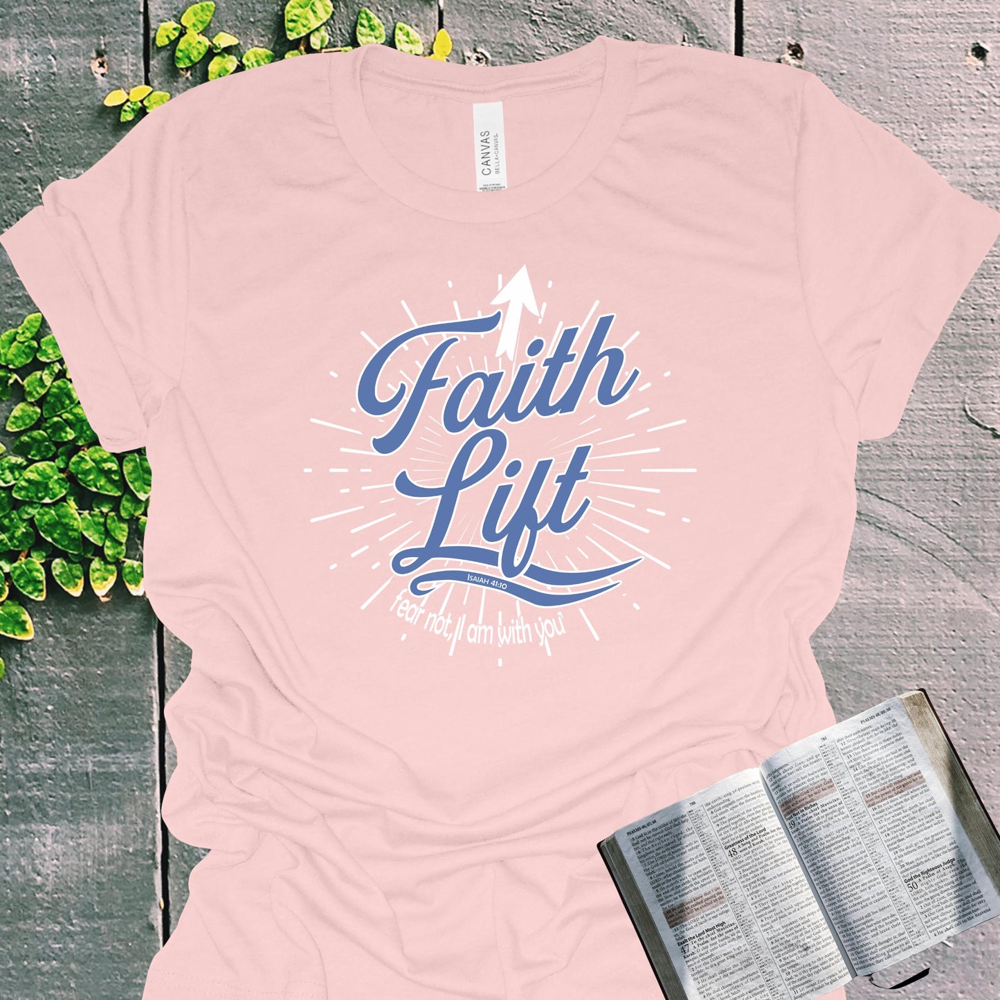 Faith Lift Isaiah 41:10 Christian T-Shirt from Lewey’s Merch
