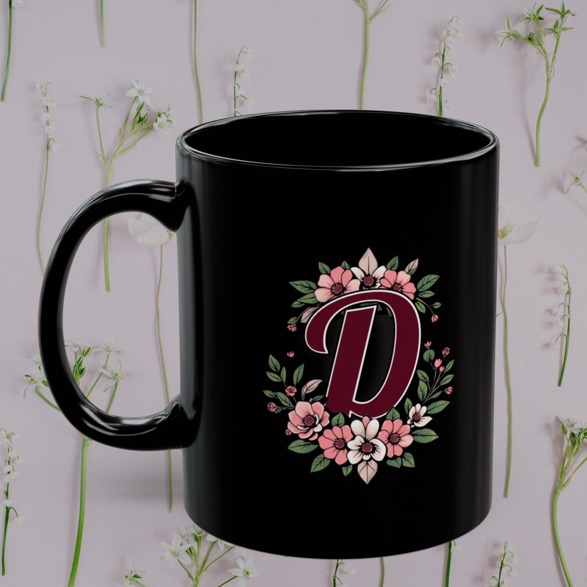 Custom Black Initial and Name Mug from Lewey's Merch