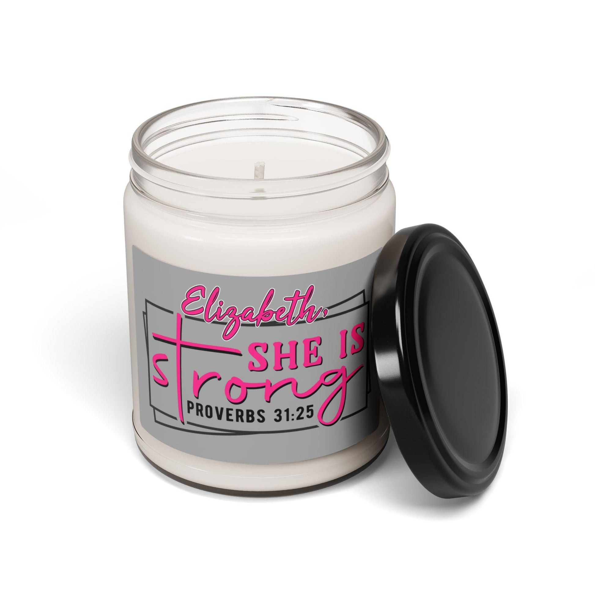 Personalized She Is Strong Soy Candle from Lewey's Merch