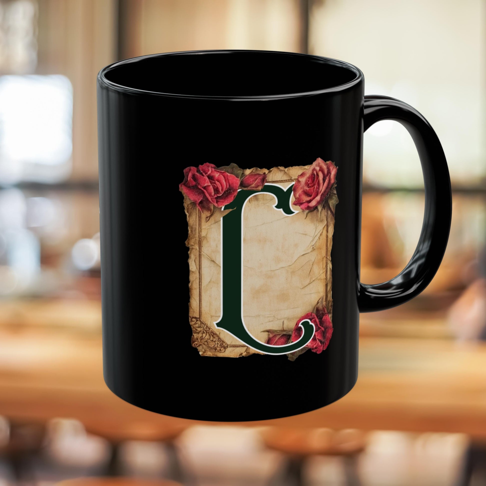 Personalized Black Initial and Name Mug from Lewey's Merch