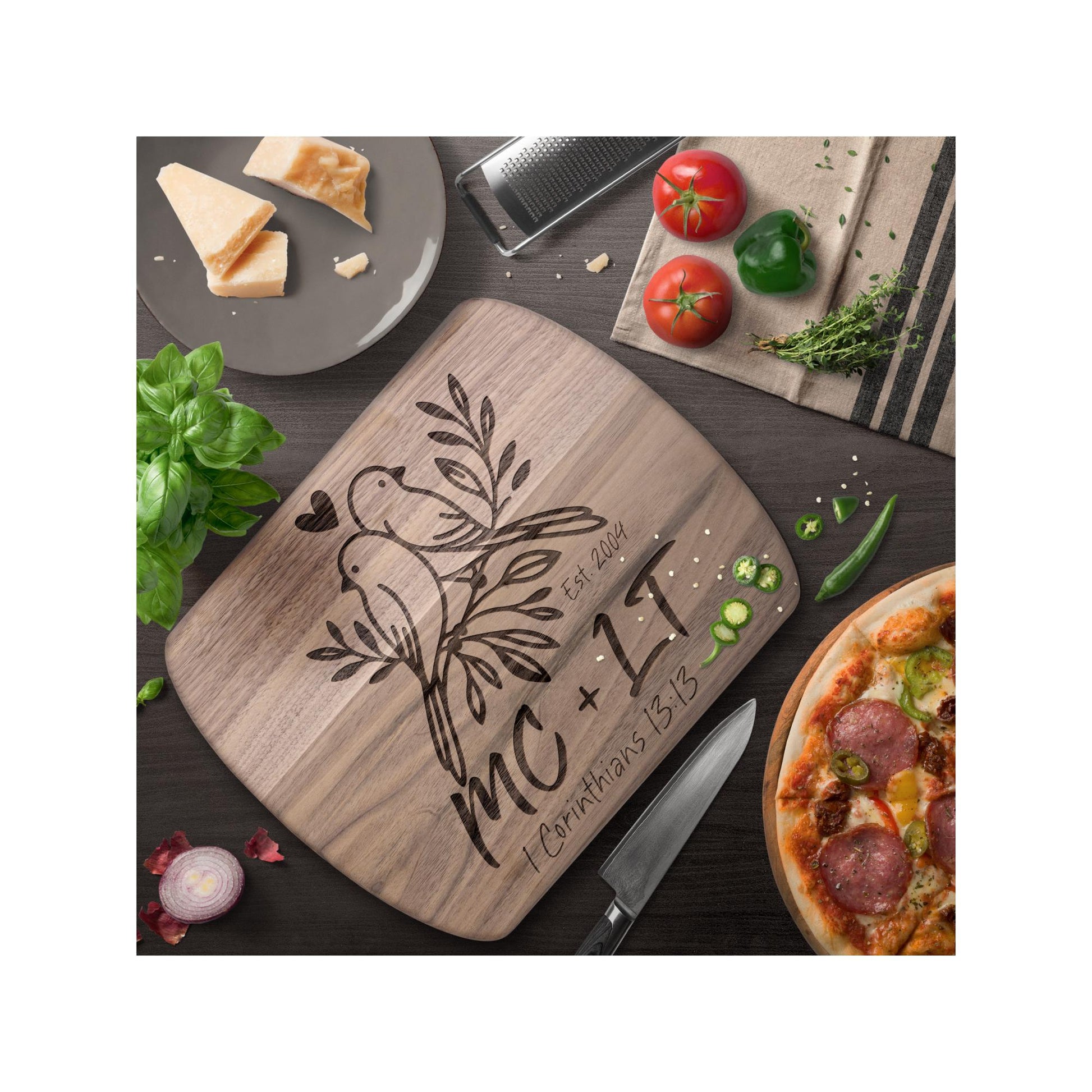 Love Birds Personalized Cutting Board from Lewey's Merch