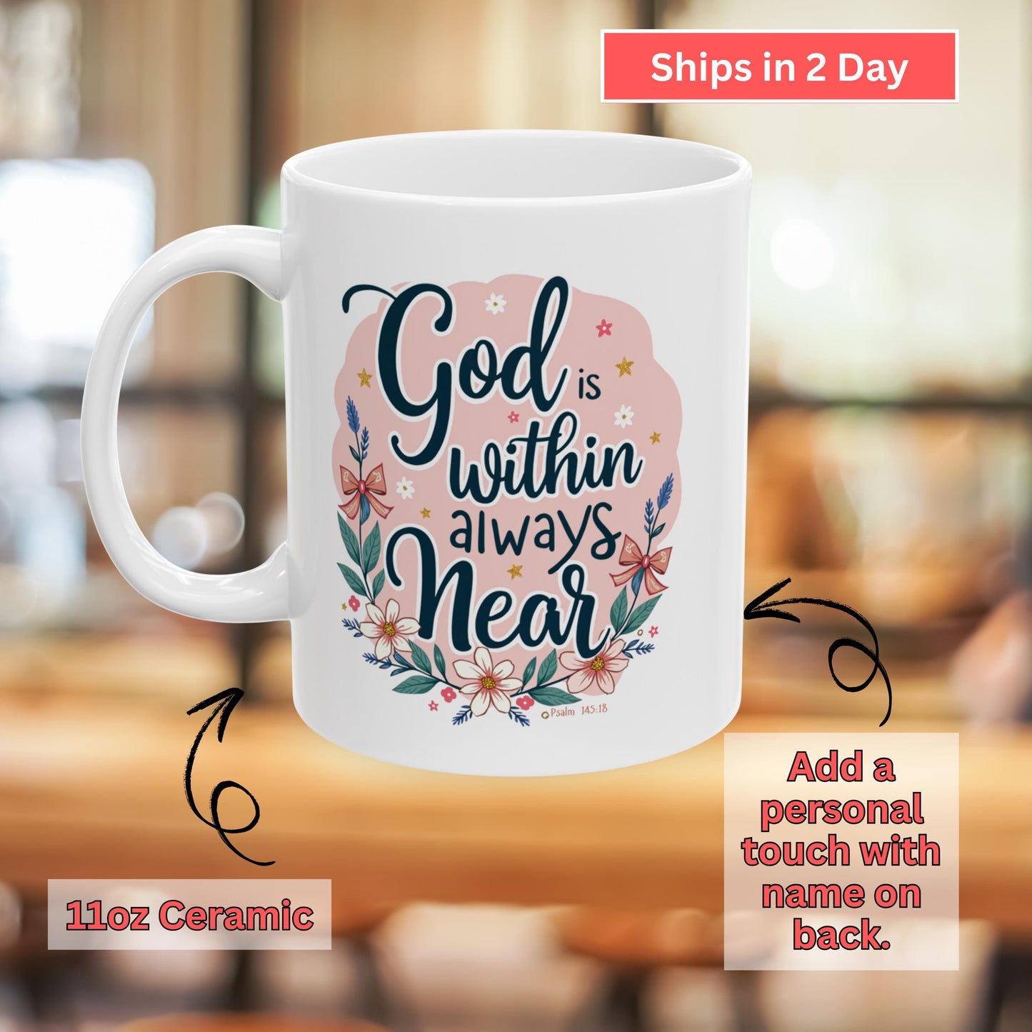 Personalized God Is Within Christian Mug from Lewey's Merch