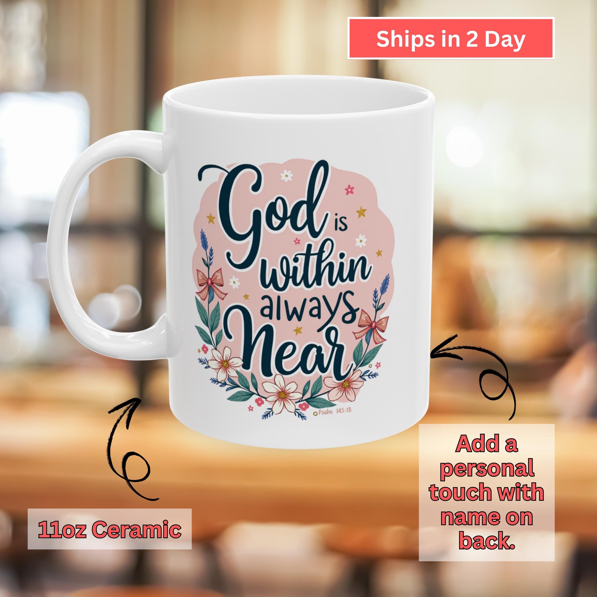 Personalized God Is Within Christian Mug from Lewey's Merch